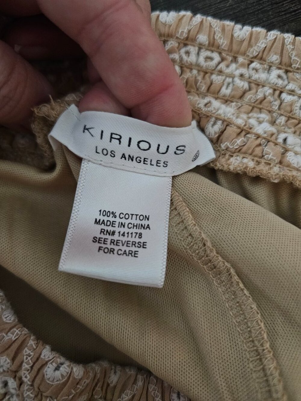 KIRIOUS Eyelet Lace Shorts Beige Tie Waist Boho Summer Size S - Picture 3 of 4